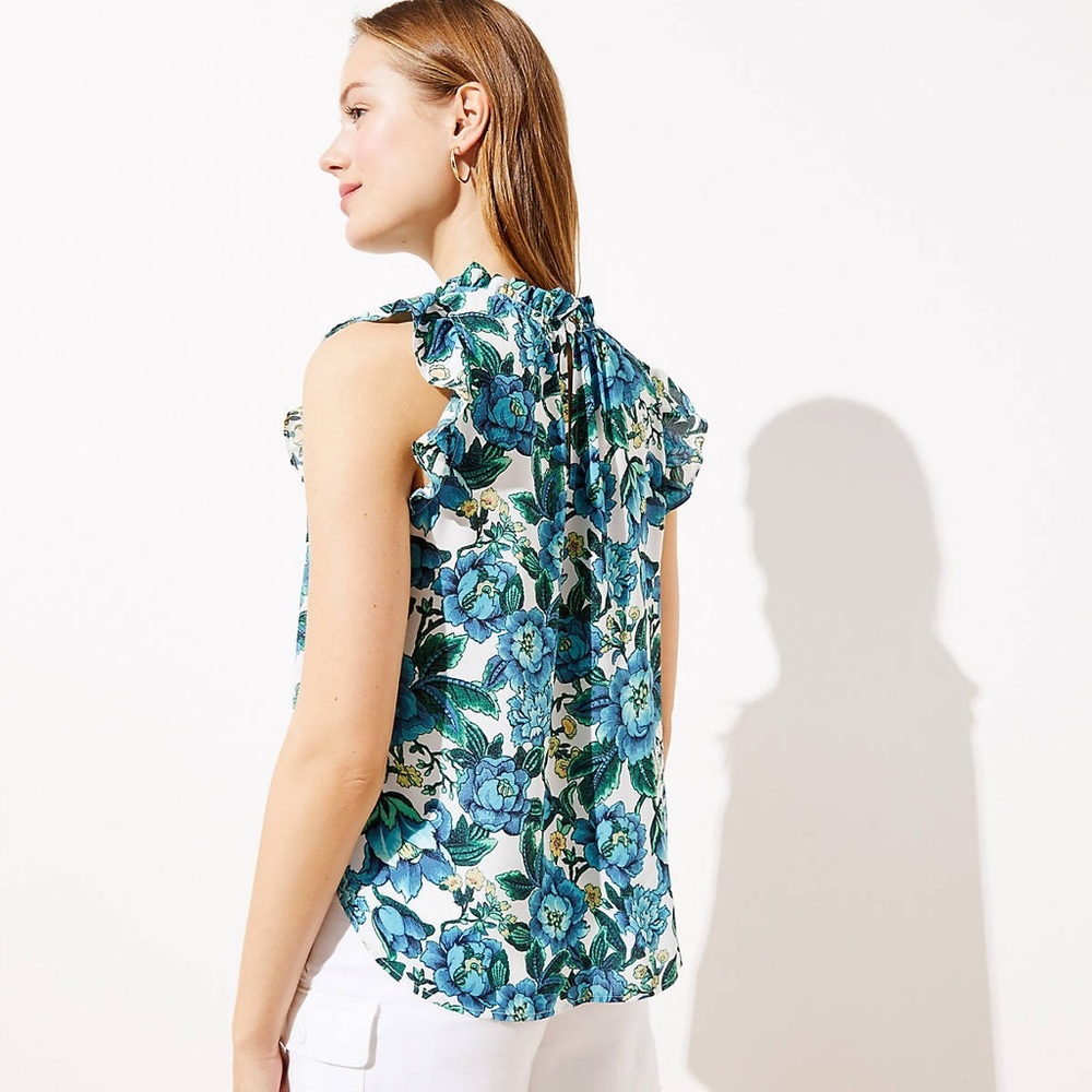 LOFT Floral Ruffle Shell